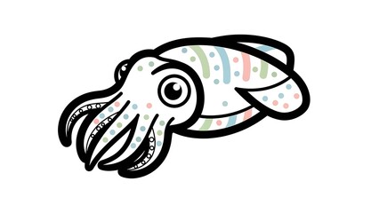 Colorful Squid Illustration with Tentacles.