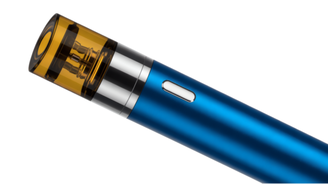 Blue electronic cigarette device isolated on transparent background - Powered by Adobe