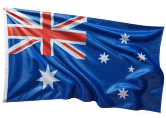 Australian flag waving isolated on transparent background