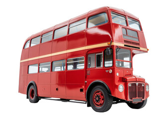 Vintage red double decker bus isolated on transparent background