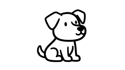 Simple Line Drawing of a Dog Sitting.