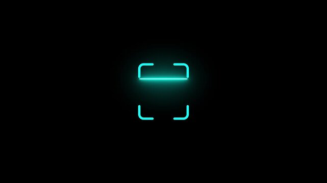 scanner icon animation isolated scanner neon shine icon animation .fingerprint biometric scanning animation. Biometric scanning animation showing neon fingerprint icon .4k video black background
