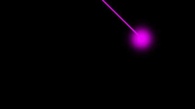 Glowing Parpel Light Beam on Dark Background &ndash; Minimal Abstract Motion Vertical Light Ray Striking Minimal Futuristic Light Beam and Glowing Parple Sphere.