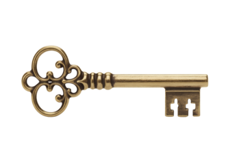 Vintage antique skeleton key on transparent background