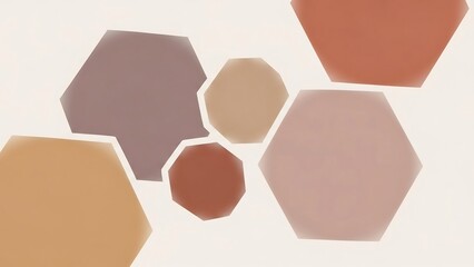 Abstract Earth Tone Hexagon Shapes on Light Background.