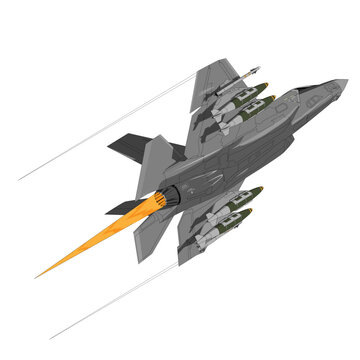 F35 Jet Beast Mode Afterburner Climb Vector Drawing