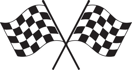 Two checkered flags crossed illustrating a finish line or racing victory © Suplab_Designer