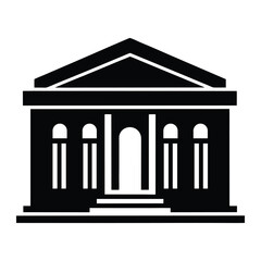 Minimalist Library Building Silhouette Icon for Public Knowledge and Education Design