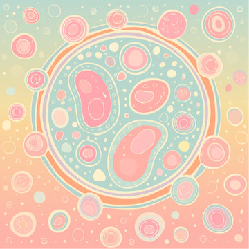 Illustration stylis&eacute;e de cellules souches en environnement biologique