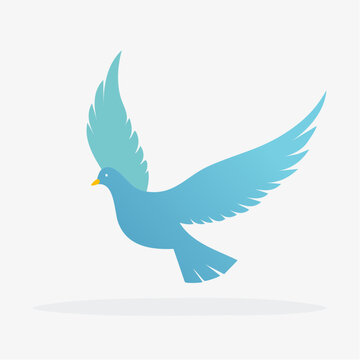 Colombe Bleue en Vol : Symbole Universel de Paix et de Libert&eacute;