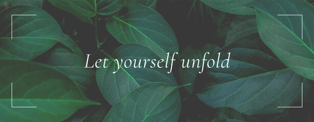 Let Yourself Unfold Green Botanical Mindfulness Quote Banner