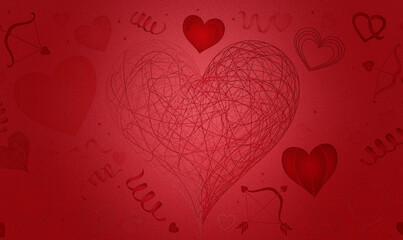 Valentine's love shape grainy abstract background. Pink background. pink ombre gradient with soft blur, faded vignette, film grain texture, and subtle light glow. Minimal classic.