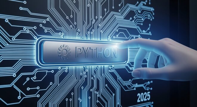 Advanced technology interface with button, programming language, digital transformation concept, automation, futuristic technology, and software development - Powered by Adobe