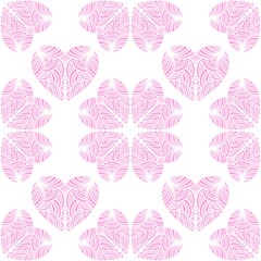 Seamless patterns for packaging, abstract drawing, pink heart