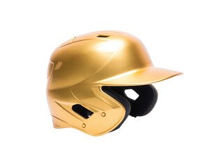 Obraz premium Golden baseball batting helmet isolated transparent background