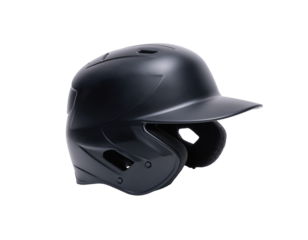 Black baseball batting helmet providing player protection transparent background
