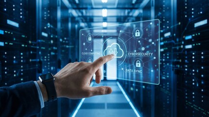 hand pushing a button on a touch screen interface