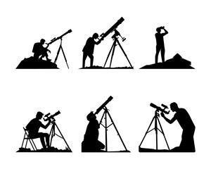 Silhouettes of Stargazers and Observers with Telescopes