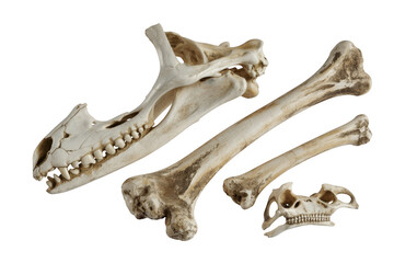 Fototapeta premium Animal bones and skulls skeleton isolated on a transparent background