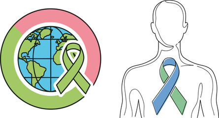 World Cancer Day February 4 Cancer Awareness Ribbon Global Support Illustration