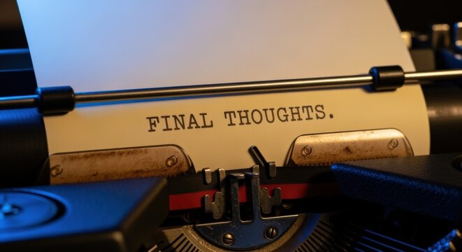 Typewriter Close-Up with 'Final Thoughts' Text, Concept for Writing, Journalism, and Creative Expression