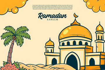 Ramadan kareem hand drawn style