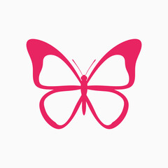 Red Butterfly Outline Vector Icon on White Background, Minimalist Symbol of Nature and Transformation
