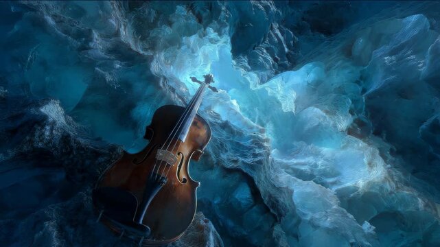 Violin in Icy Cave