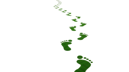 Glowing footprints trail in the dark mysterious green footsteps leading nowhere