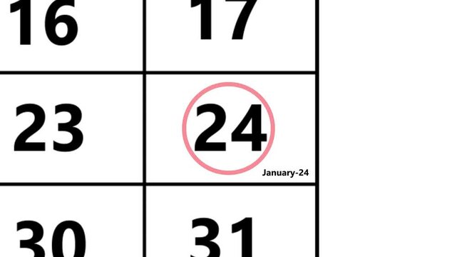 January 24th calendar with a red circular, looping animation. The calendar marks a highly important date.