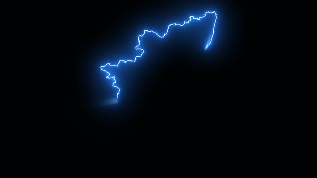 Tamil Nadu TN India State Asia Glowing Map Effect Animation 4K Video