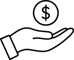 A hand holding a single dollar sign inside a circular outline