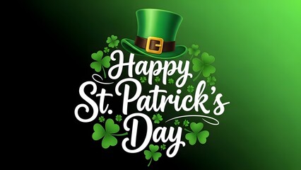 Happy st patrick's day celebration with shamrocks and leprechaun hat