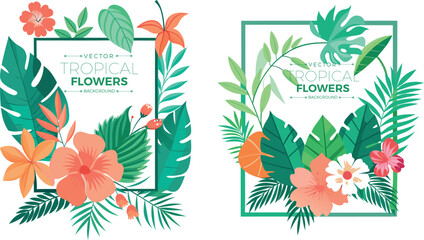 Tropical floral arrangements with vibrant hibiscus and lush foliage © MdAzizul