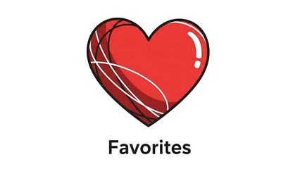 Red Heart Icon with Favorites Text.