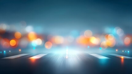 Runway Lights Abstract: An artistic depiction of an airport runway, illuminated by vibrant lights and a soft bokeh effect, conveying a sense of anticipation and the allure of travel.
