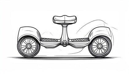 Fototapeta premium Sketch of a Two-Wheeled Self-Balancing Vehicle with Seat.