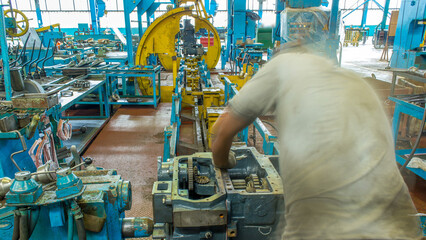 Tractor engine assembled on the factory production line on tractor factory timelapse
