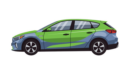 Fototapeta premium Modern Hatchback Car - Green and Blue Design