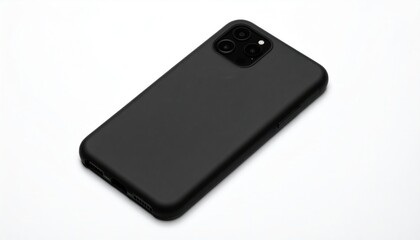 Sleek Black Smartphone on White Background - Modern Technology and Design.