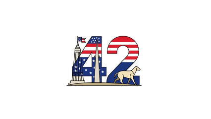 Number 42 with American Flag, NYC Skyline, and Dog © Vektor