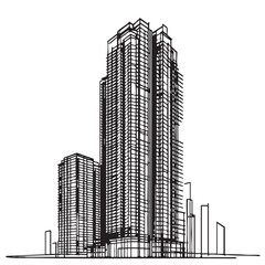 High rise building sketch. Architecture