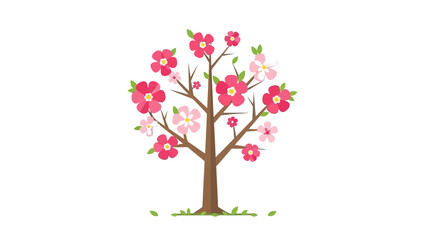 Obraz premium Spring Blossom Tree with Pink Flowers on White Background