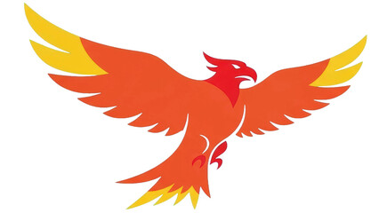 Fototapeta premium Majestic Phoenix Bird Rising with Fiery Wings Spread Wide.
