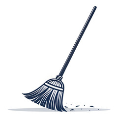 Broom Sweeping Dust Illustration Isolated on White Background.