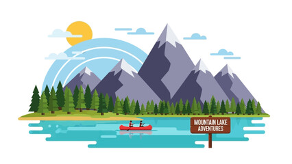 Summer Mountain Lake Adventure: Kayaking, Forest, Peaks, Sun