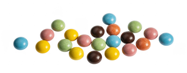 Colorful candy balls sweets treats isolated on a transparent background