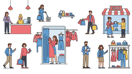 Shopping for Clothes: People, Fitting Room, Sale, Fashion, Retail