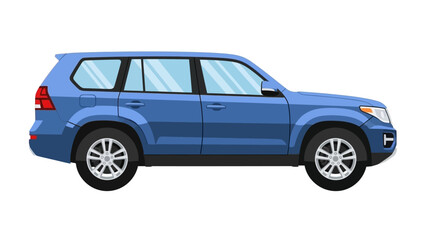 Blue SUV Car Vector Illustration