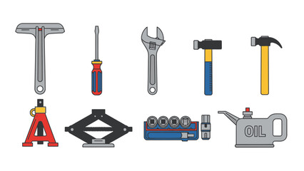 Car Repair Tools Set Vector Illustration